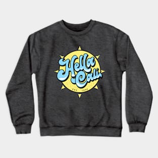 Hella Cali Yellow Sun Blue Lettering Logo Crewneck Sweatshirt